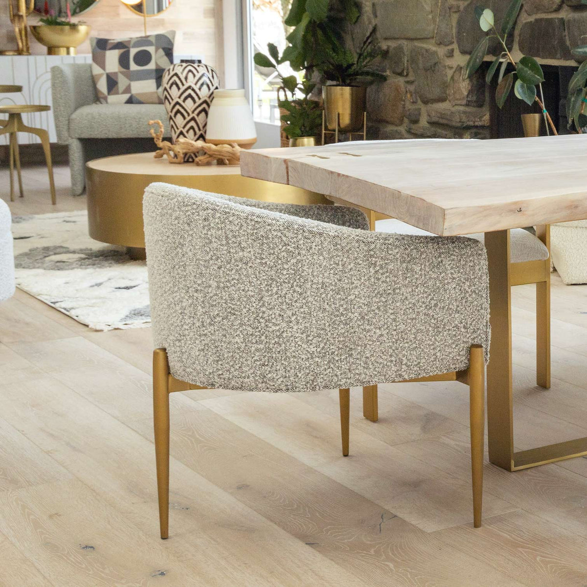 Art Deco Dining Chair in Boucle