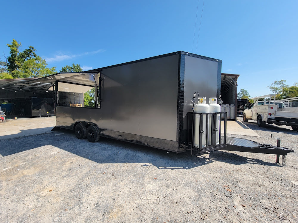 8.5' X 22' Charcoal Grey Concession Trailer Food Event Catering