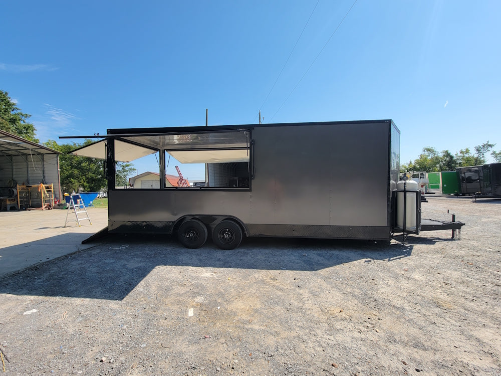 8.5' X 22' Charcoal Grey Concession Trailer Food Event Catering