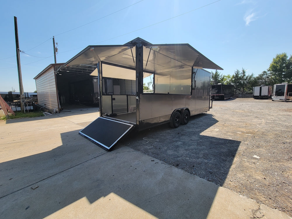 8.5' X 22' Charcoal Grey Concession Trailer Food Event Catering