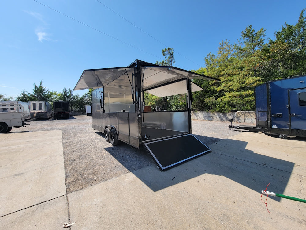 8.5' X 22' Charcoal Grey Concession Trailer Food Event Catering