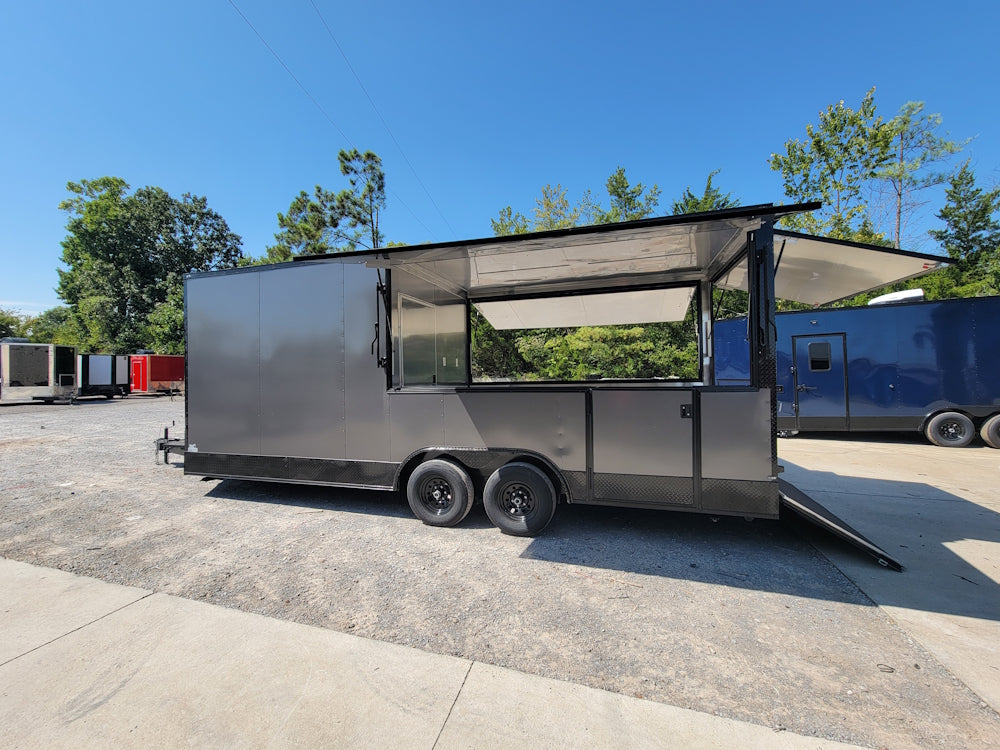 8.5' X 22' Charcoal Grey Concession Trailer Food Event Catering