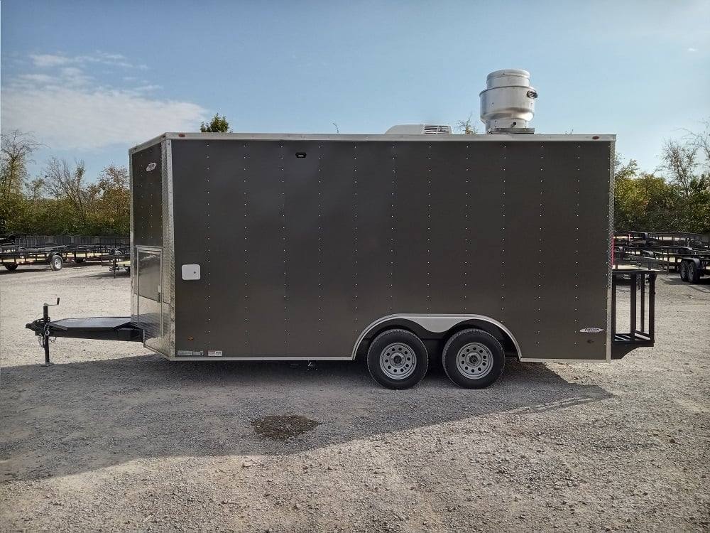 8.5' x 16' Charcoal Gray Food Vending Concession Trailer