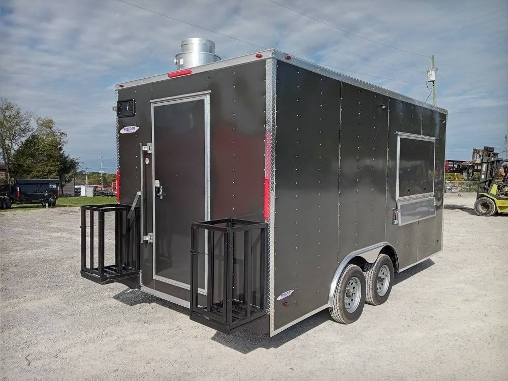 8.5' x 16' Charcoal Gray Food Vending Concession Trailer