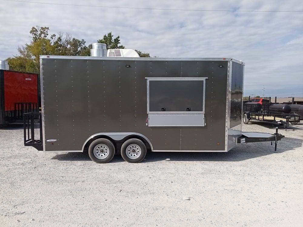 8.5' x 16' Charcoal Gray Food Vending Concession Trailer