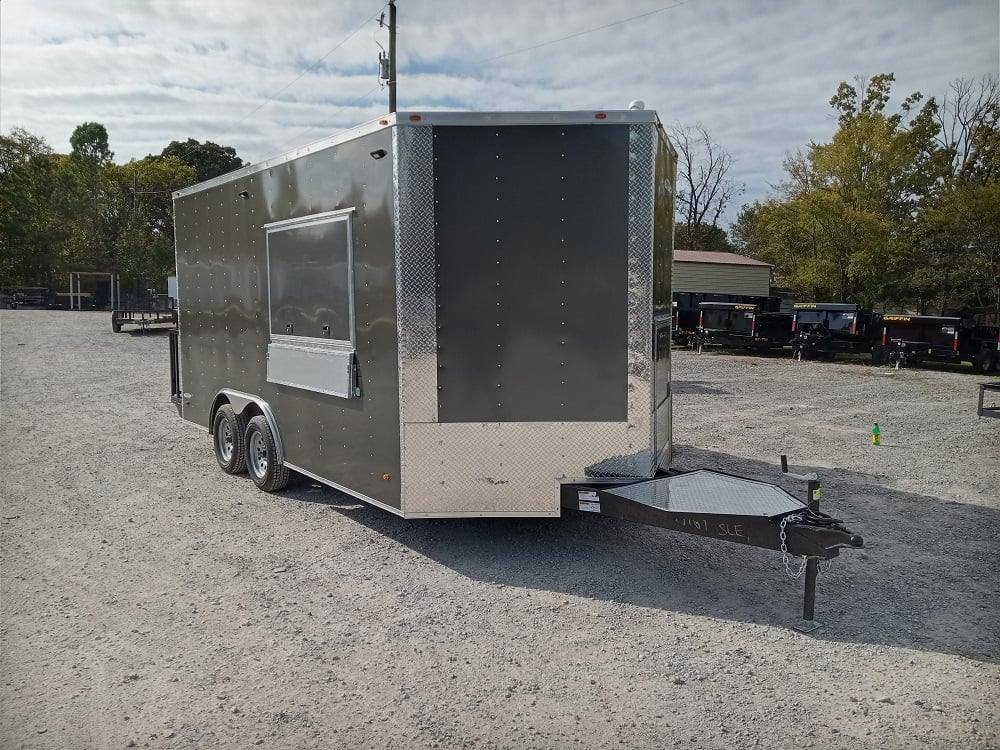 8.5' x 16' Charcoal Gray Food Vending Concession Trailer