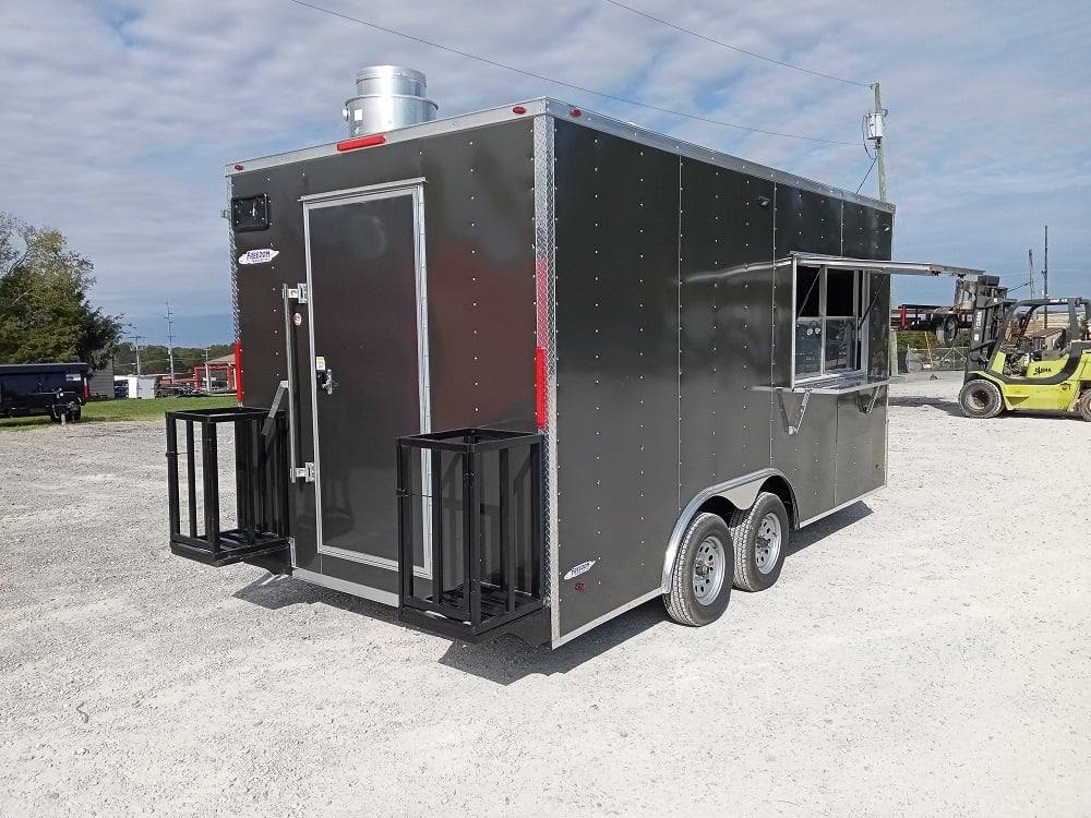 8.5' x 16' Charcoal Gray Food Vending Concession Trailer
