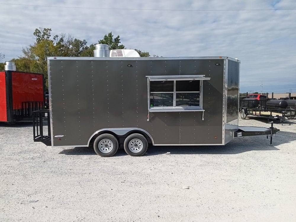8.5' x 16' Charcoal Gray Food Vending Concession Trailer