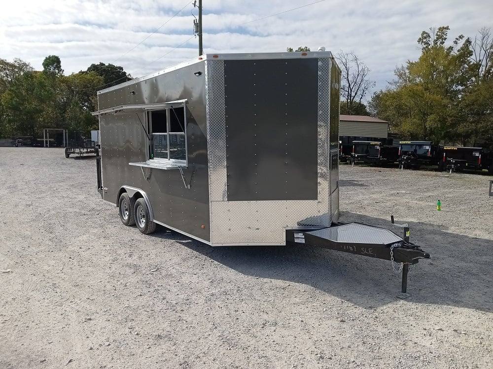 8.5' x 16' Charcoal Gray Food Vending Concession Trailer