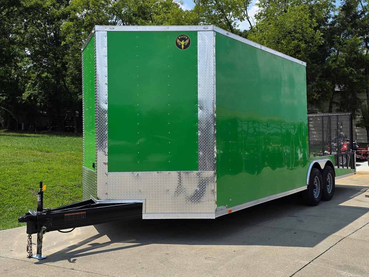 8.5x24 Lime Green Enclosed Hybrid (2) 7,000lb axles