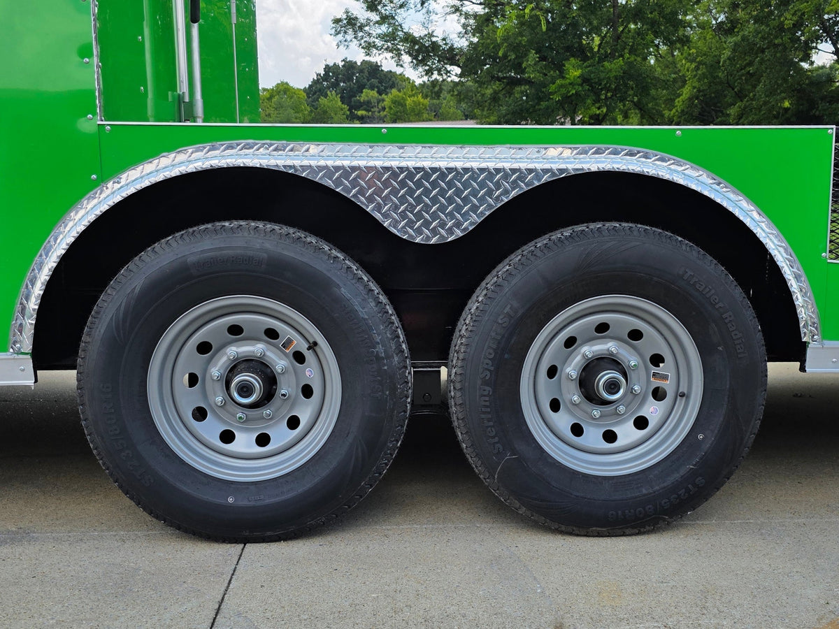 8.5x24 Lime Green Enclosed Hybrid (2) 7,000lb axles