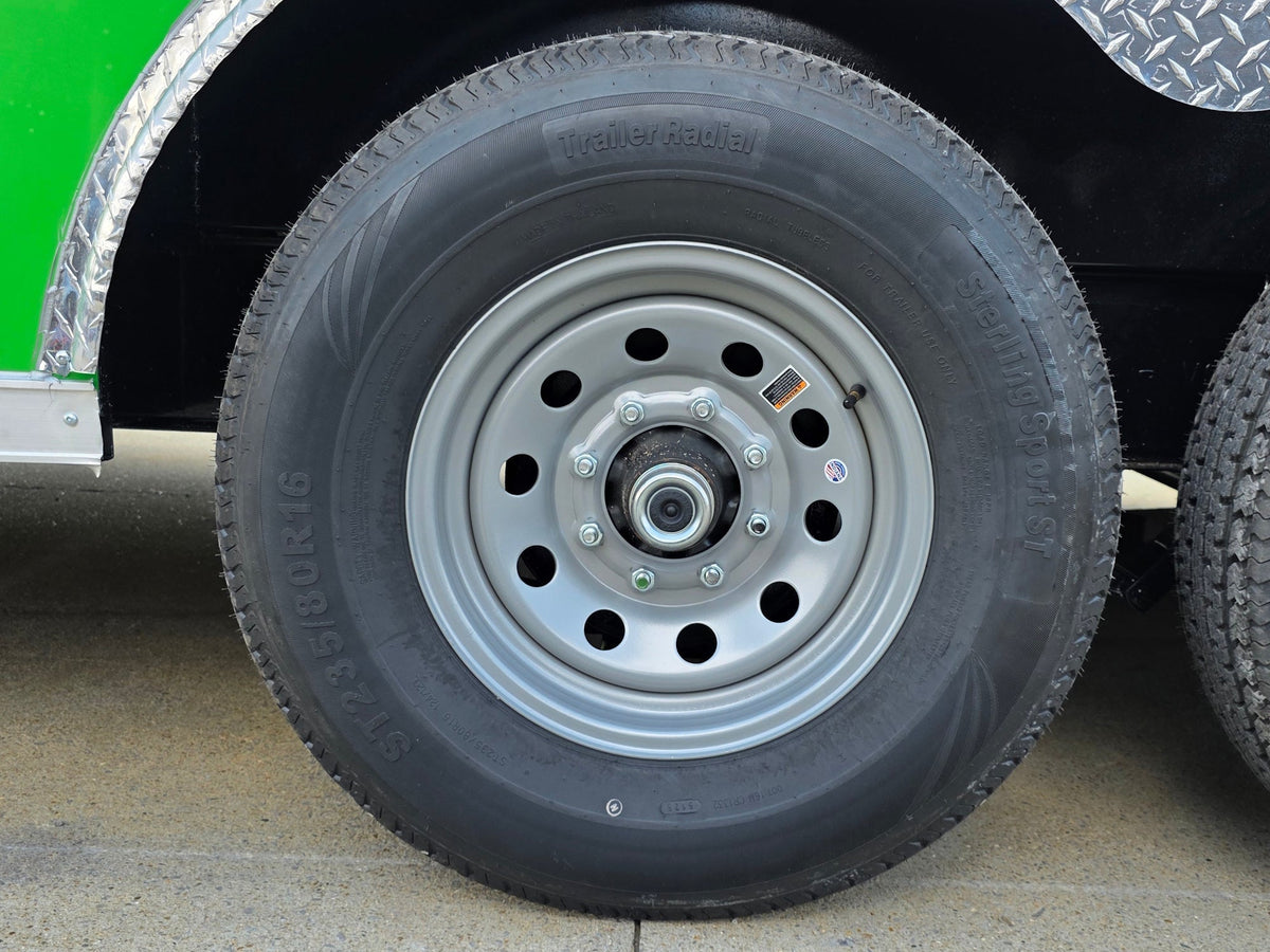 8.5x24 Lime Green Enclosed Hybrid (2) 7,000lb axles