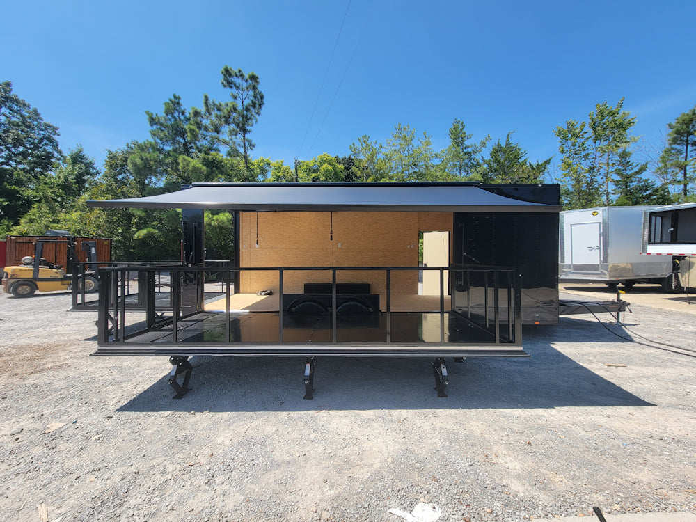 8.5' X 24' Custom Enclosed Trailer Black With Blackout Marketing and Event Stage