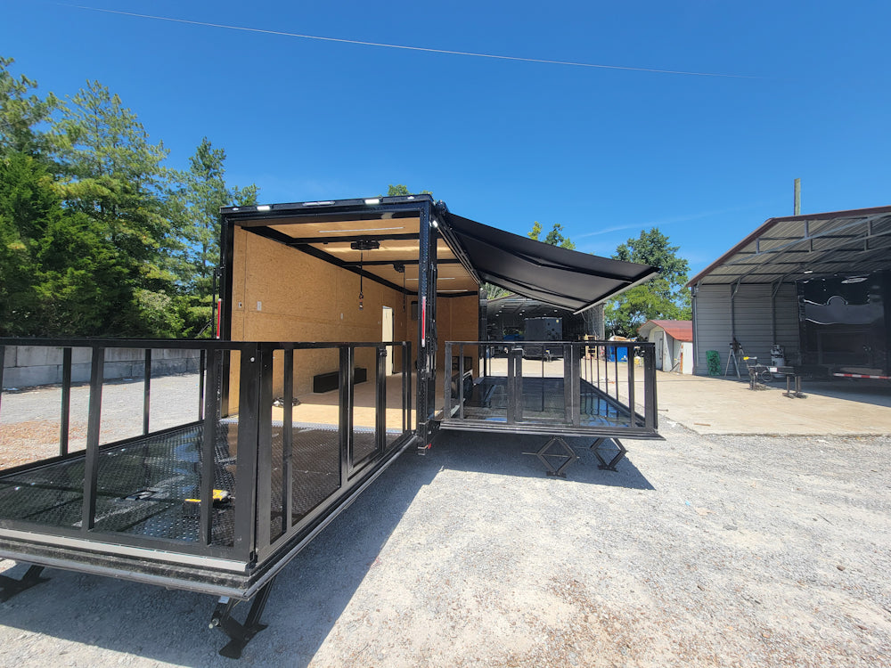 8.5' X 24' Custom Enclosed Trailer Black With Blackout Marketing and Event Stage
