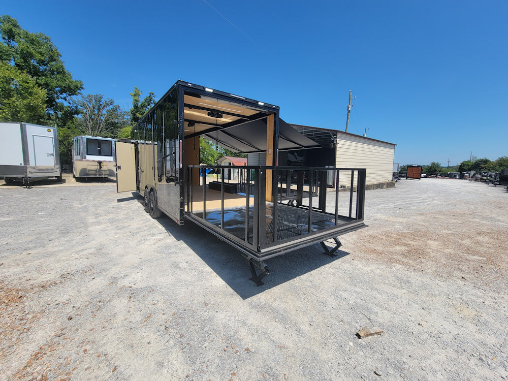 8.5' X 24' Custom Enclosed Trailer Black With Blackout Marketing and Event Stage