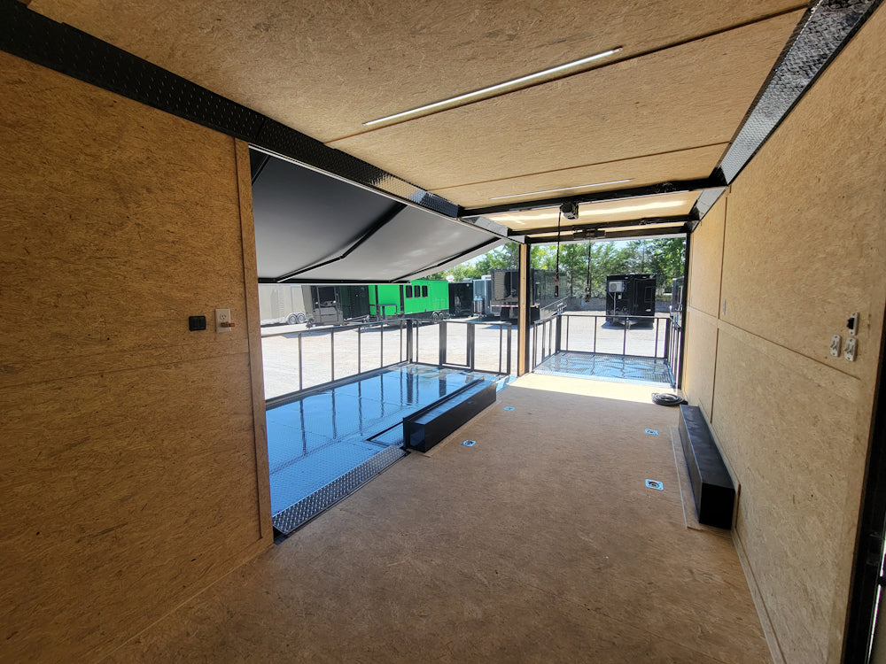 8.5' X 24' Custom Enclosed Trailer Black With Blackout Marketing and Event Stage