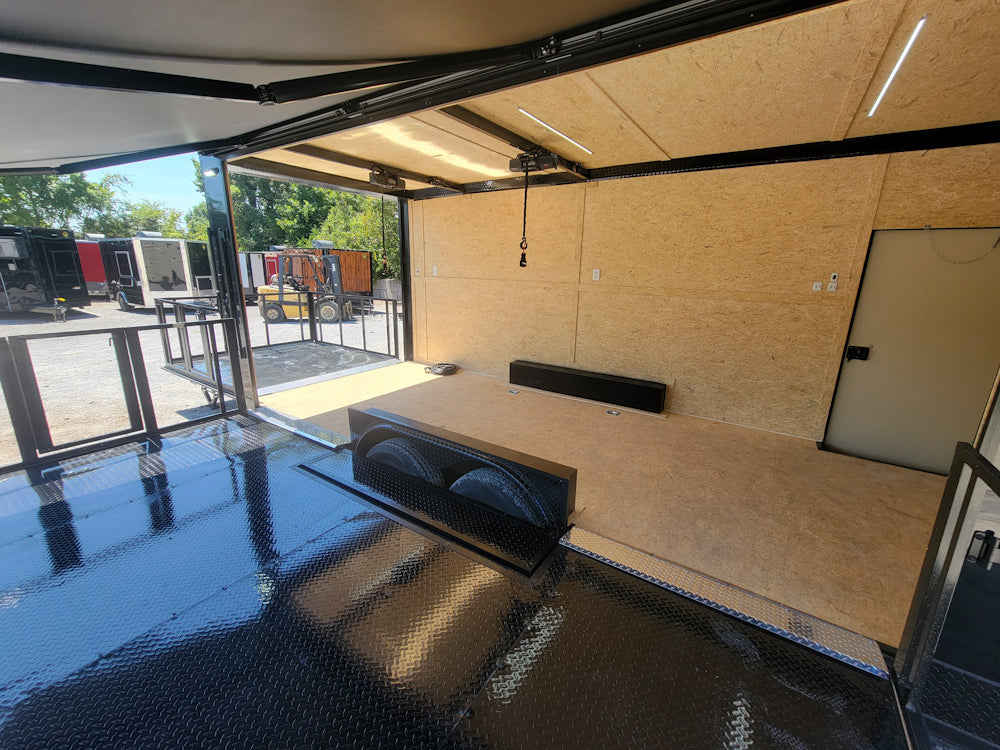 8.5' X 24' Custom Enclosed Trailer Black With Blackout Marketing and Event Stage