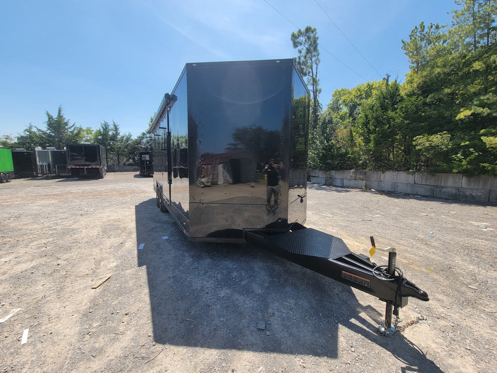 8.5' X 24' Custom Enclosed Trailer Black With Blackout Marketing and Event Stage