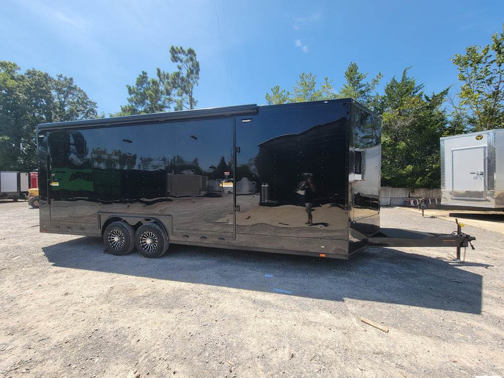 8.5' X 24' Custom Enclosed Trailer Black With Blackout Marketing and Event Stage