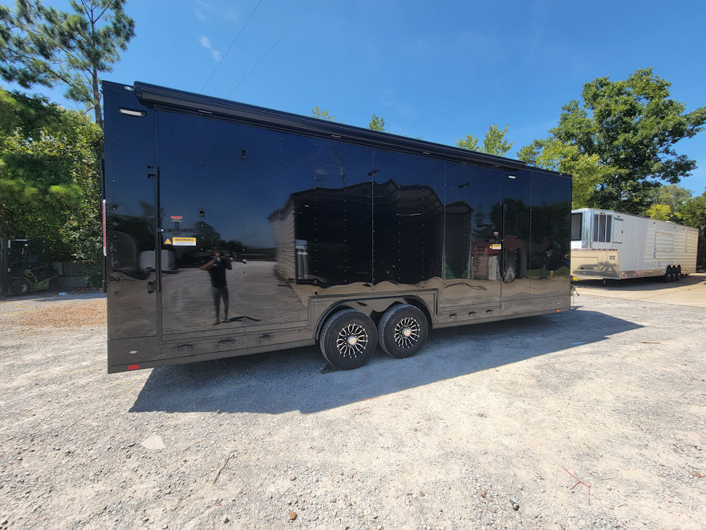 8.5' X 24' Custom Enclosed Trailer Black With Blackout Marketing and Event Stage