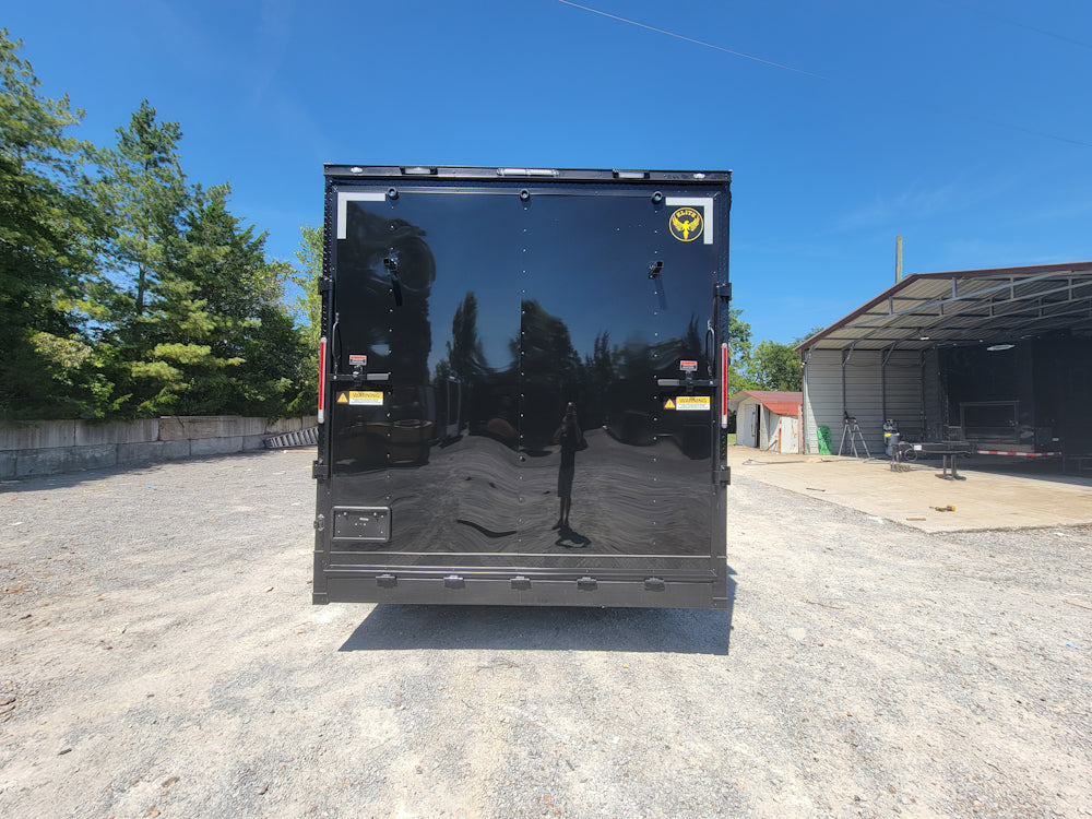 8.5' X 24' Custom Enclosed Trailer Black With Blackout Marketing and Event Stage