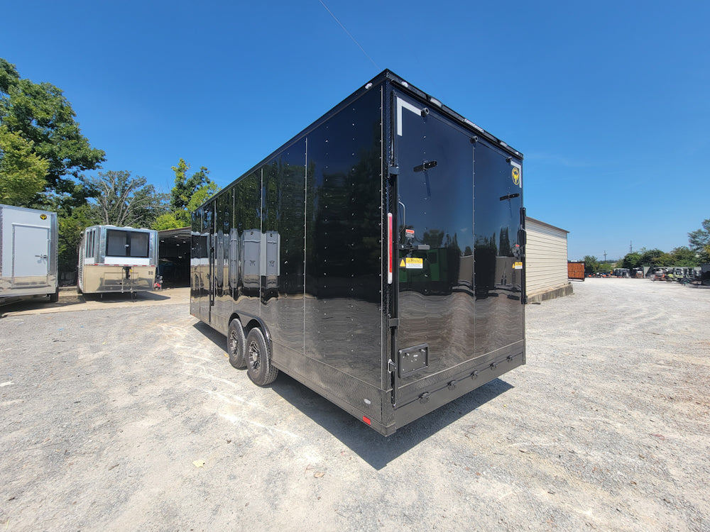 8.5' X 24' Custom Enclosed Trailer Black With Blackout Marketing and Event Stage