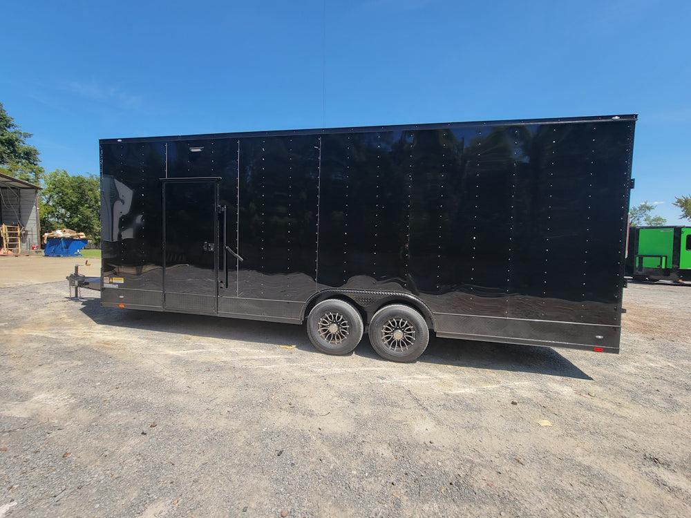 8.5' X 24' Custom Enclosed Trailer Black With Blackout Marketing and Event Stage