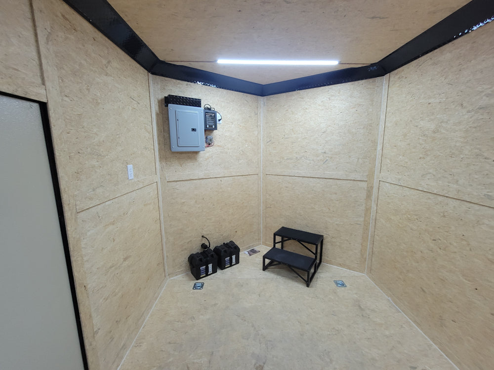 8.5' X 24' Custom Enclosed Trailer Black With Blackout Marketing and Event Stage