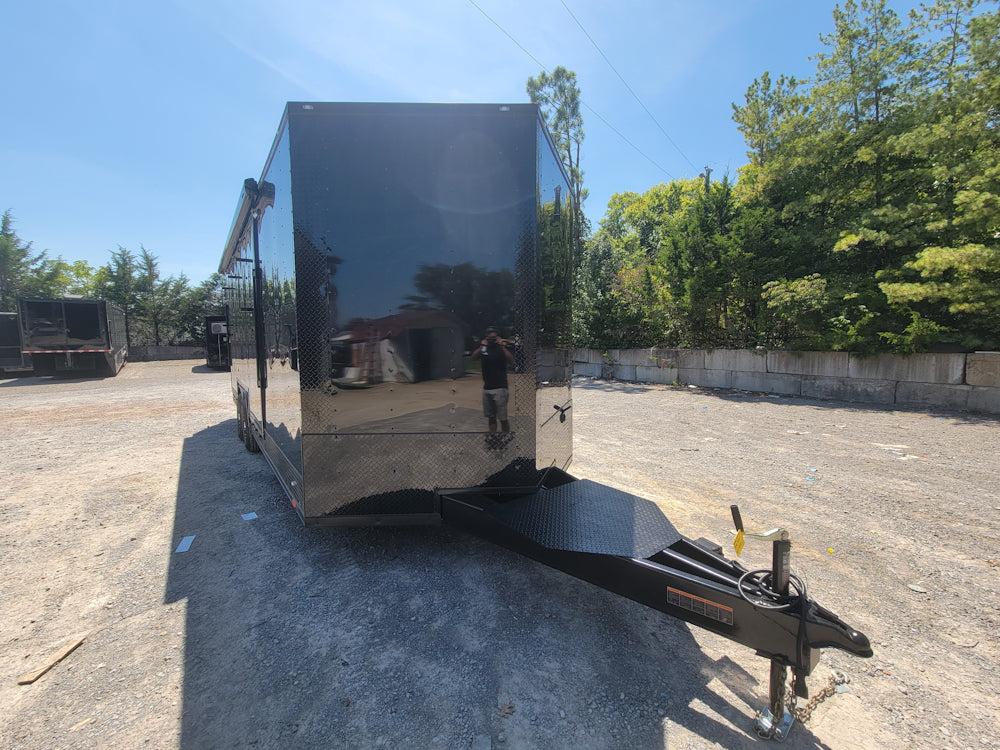 8.5' X 24' Custom Enclosed Trailer Black With Blackout Marketing and Event Stage