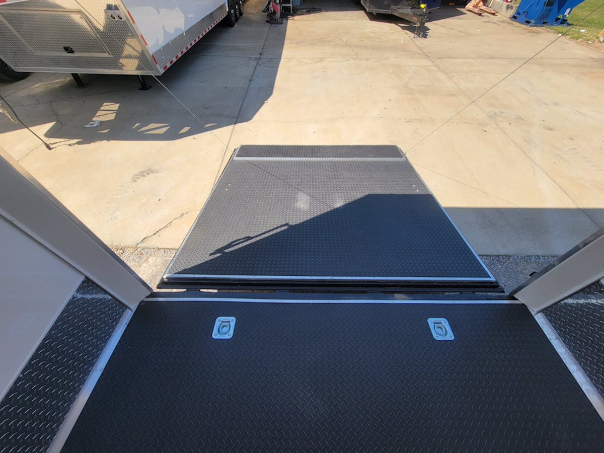 8.5' X 40' Custom Gooseneck Enclosed Trailer White With Silver Trim