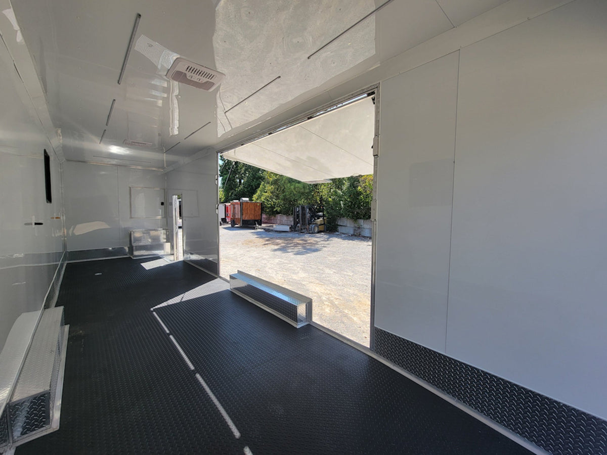 8.5' X 40' Custom Gooseneck Enclosed Trailer White With Silver Trim