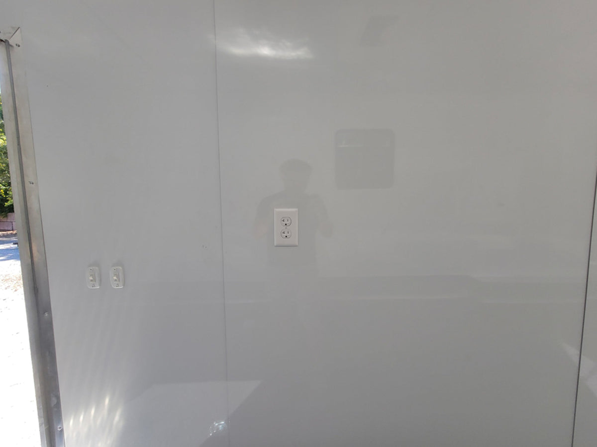 8.5' X 40' Custom Gooseneck Enclosed Trailer White With Silver Trim