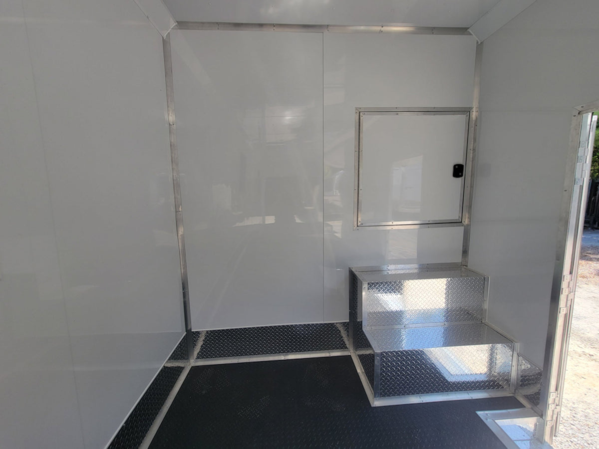 8.5' X 40' Custom Gooseneck Enclosed Trailer White With Silver Trim