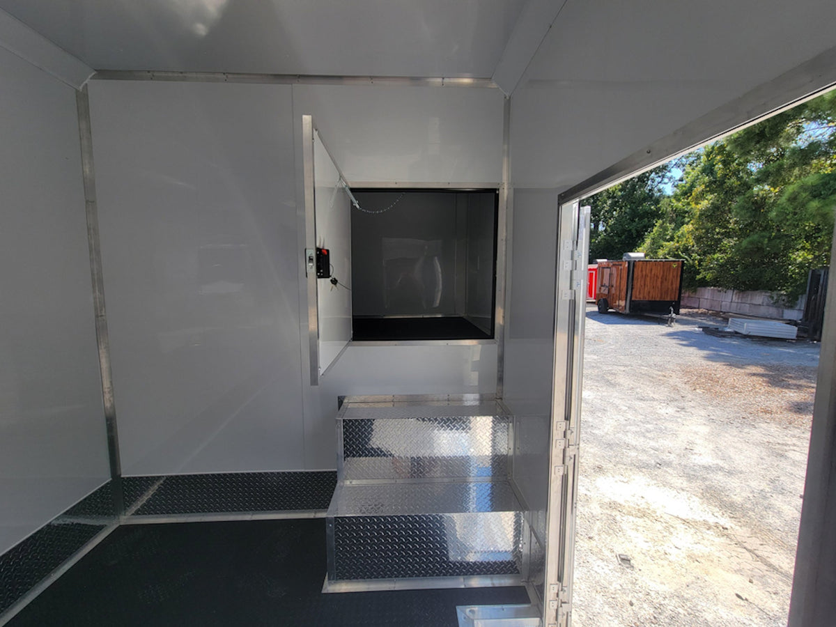 8.5' X 40' Custom Gooseneck Enclosed Trailer White With Silver Trim