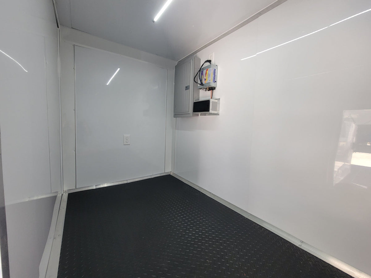 8.5' X 40' Custom Gooseneck Enclosed Trailer White With Silver Trim
