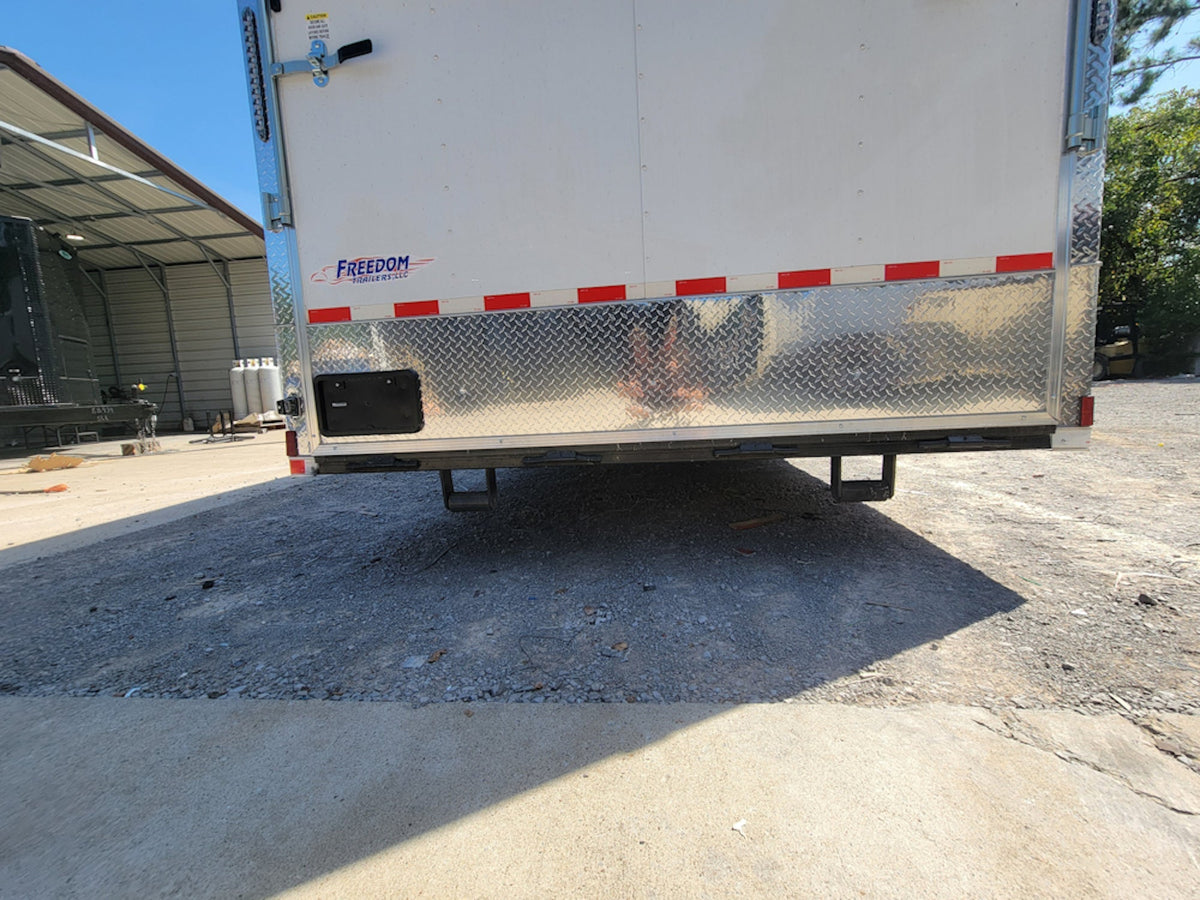 8.5' X 40' Custom Gooseneck Enclosed Trailer White With Silver Trim