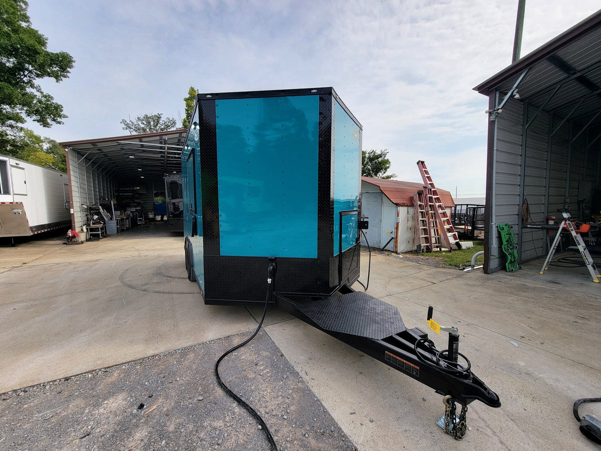 8.5' X 14' Concession Trailer Blue With Blackout Trim Food Event Catering