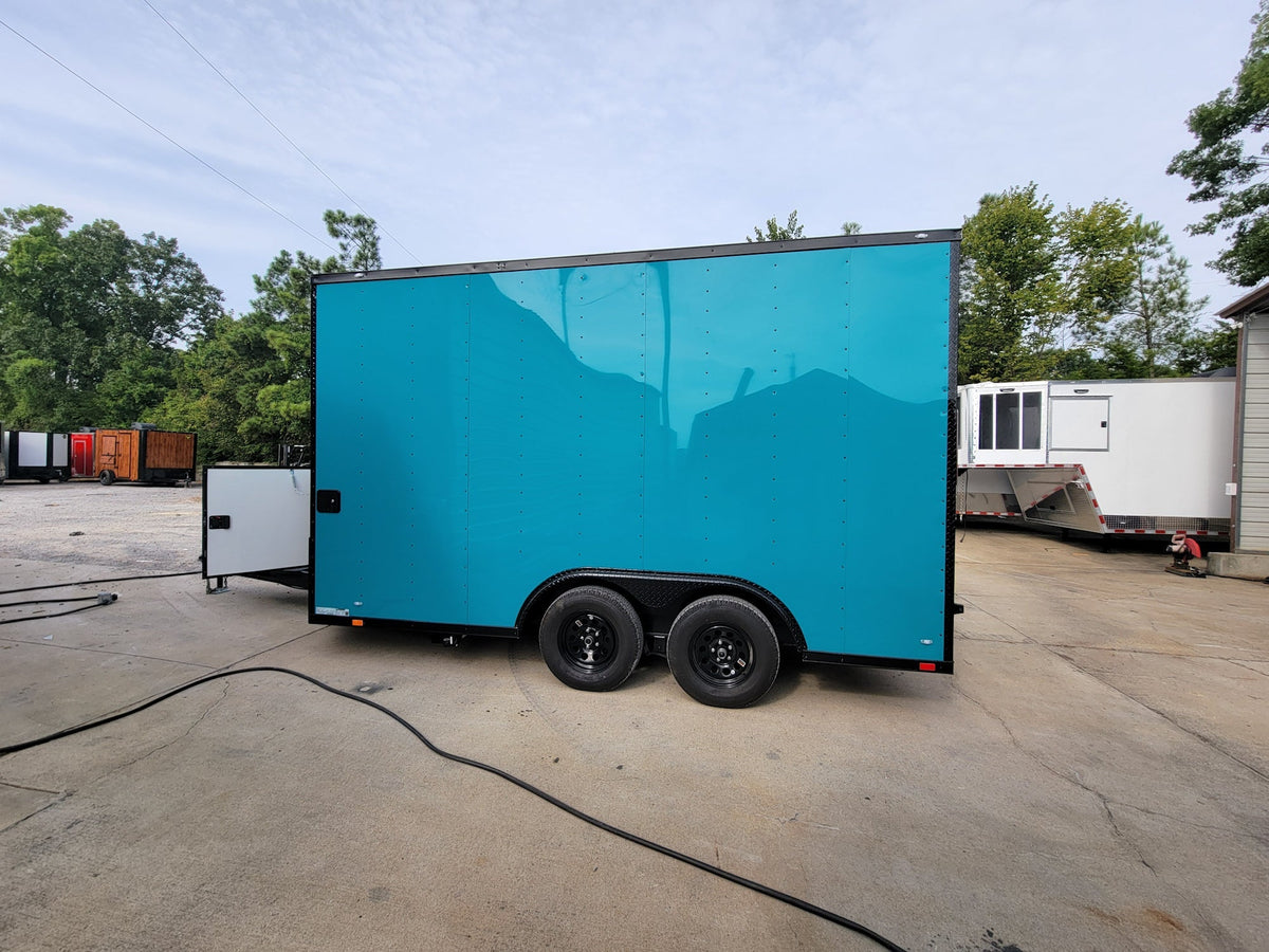 8.5' X 14' Concession Trailer Blue With Blackout Trim Food Event Catering