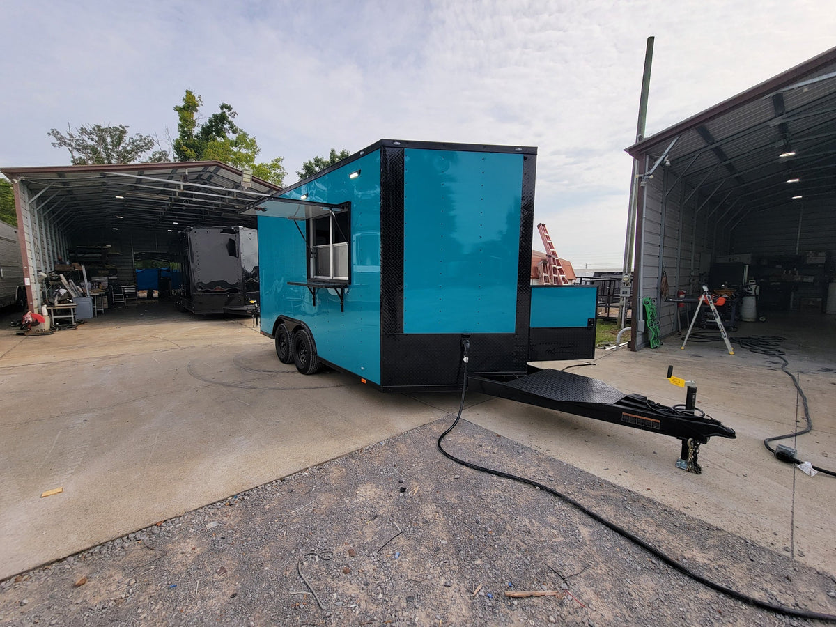 8.5' X 14' Concession Trailer Blue With Blackout Trim Food Event Catering