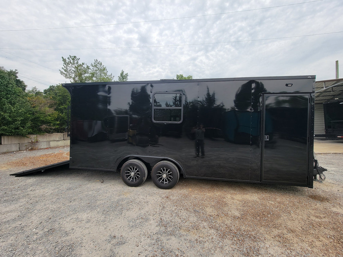 8.5' X 20' Custom Enclosed Trailer Black With Blackout Food Event Catering