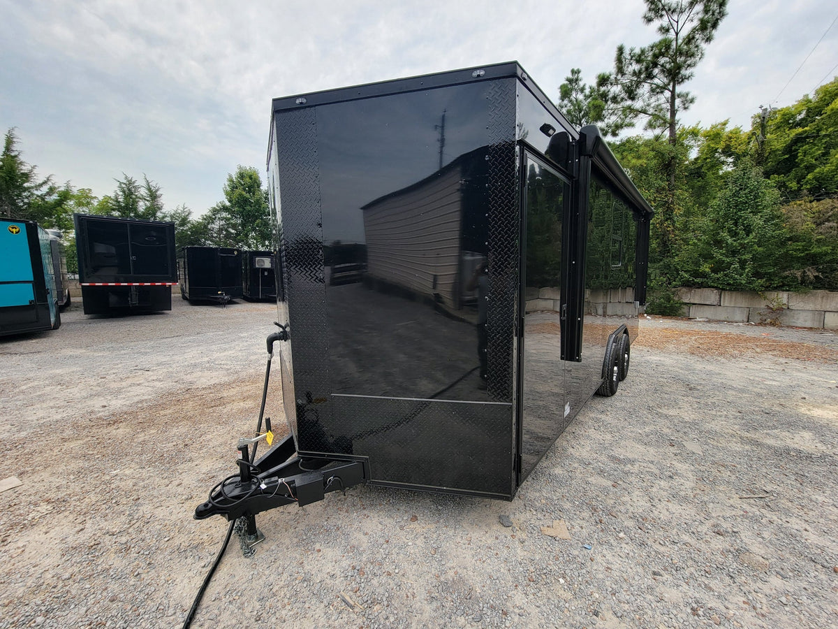 8.5' X 20' Custom Enclosed Trailer Black With Blackout Food Event Catering