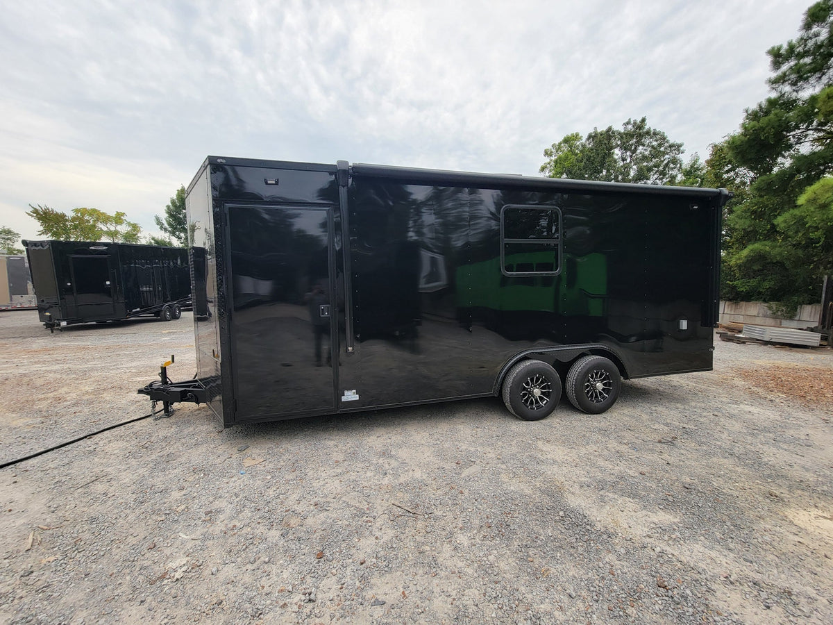 8.5' X 20' Custom Enclosed Trailer Black With Blackout Food Event Catering