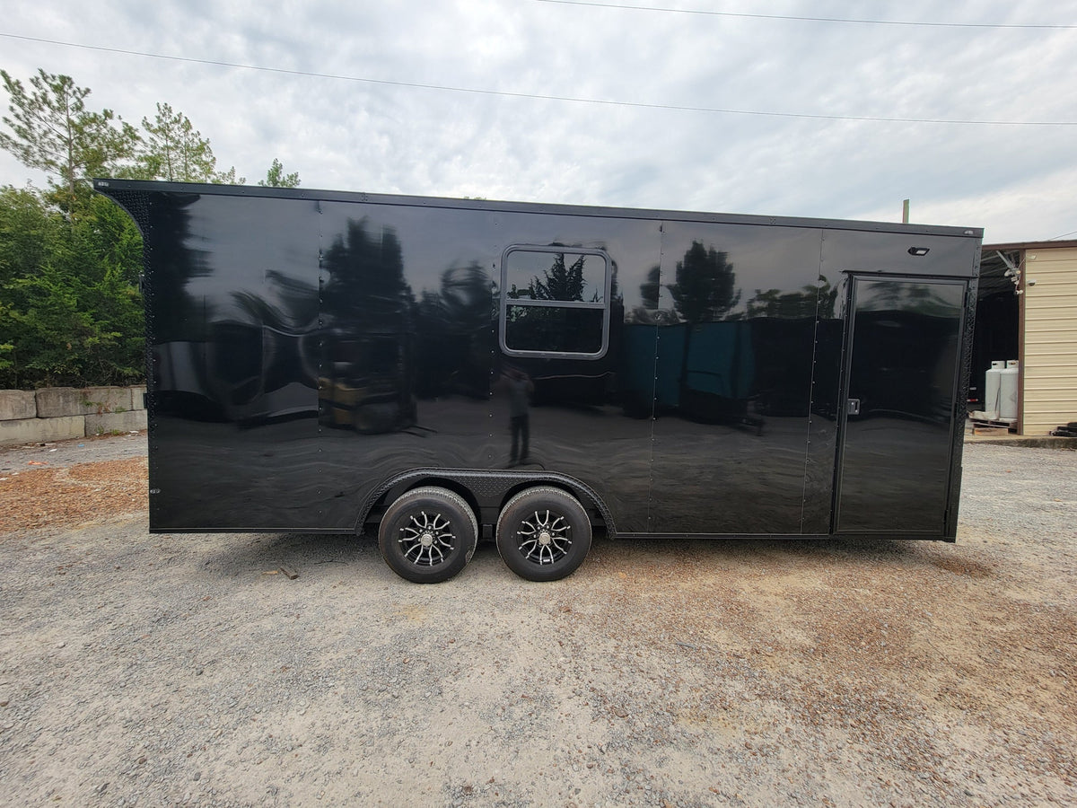 8.5' X 20' Custom Enclosed Trailer Black With Blackout Food Event Catering