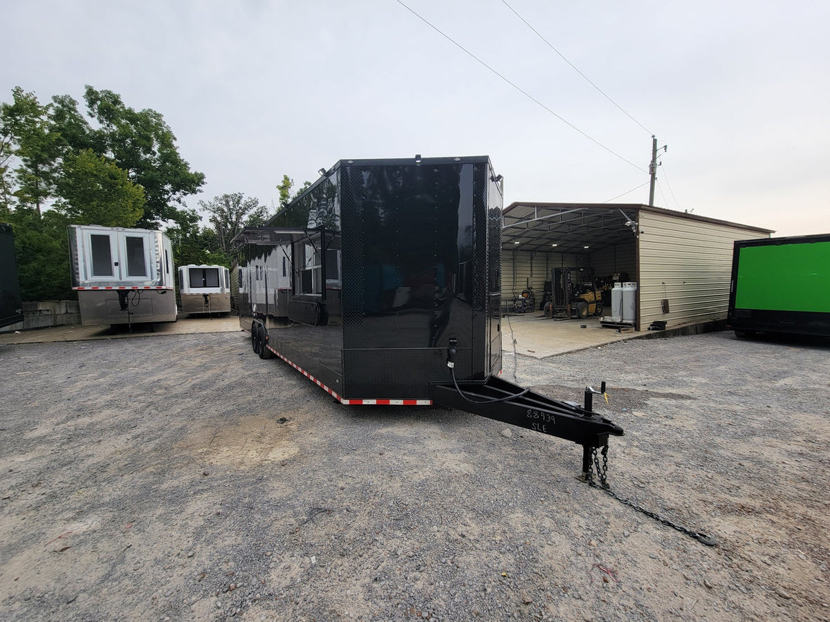 8.5' X 30' Concession Trailer Black With Blackout Food Event Catering
