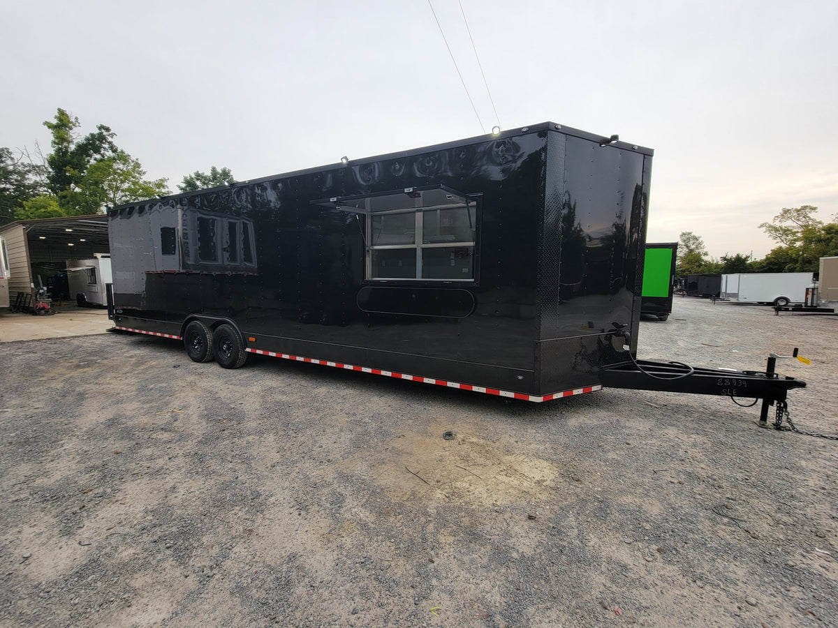 8.5' X 30' Concession Trailer Black With Blackout Food Event Catering