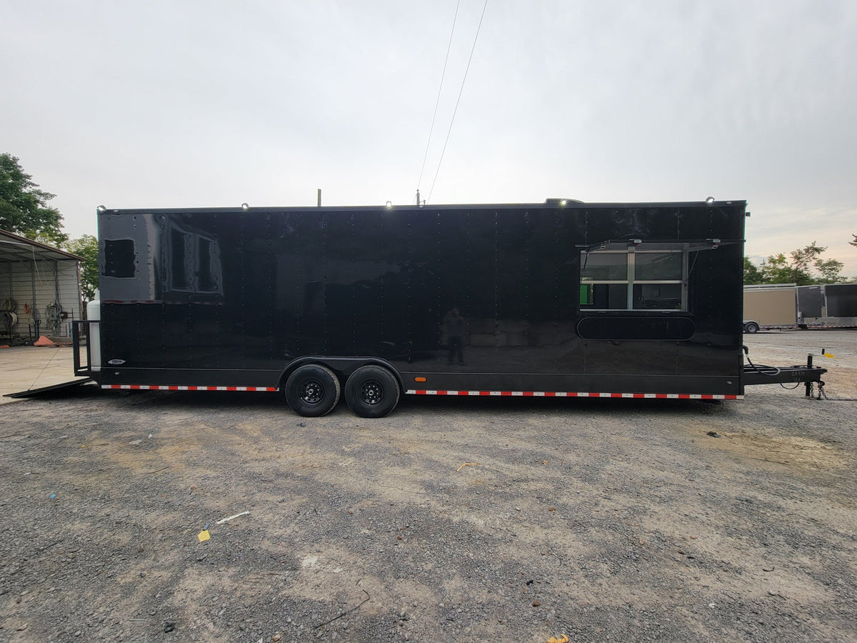 8.5' X 30' Concession Trailer Black With Blackout Food Event Catering