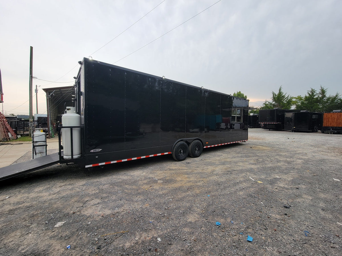 8.5' X 30' Concession Trailer Black With Blackout Food Event Catering