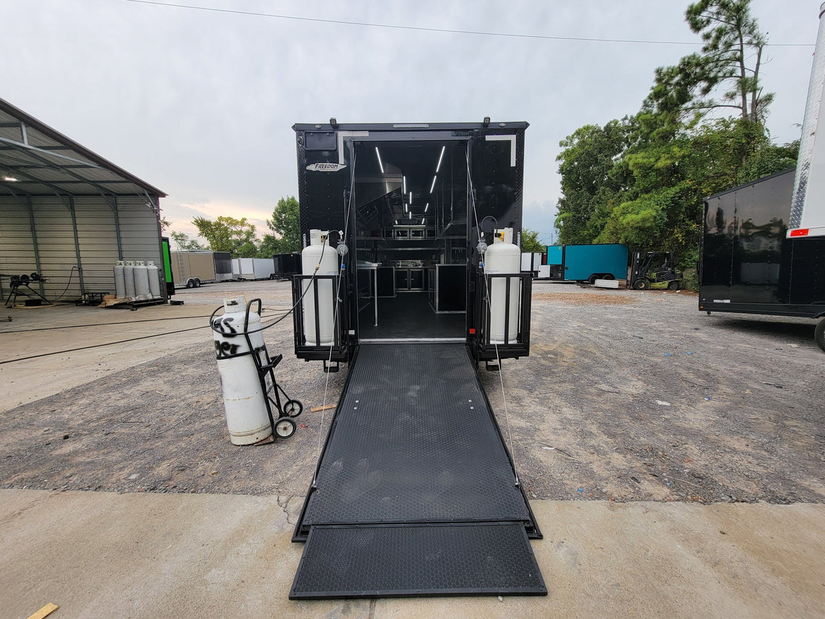 8.5' X 30' Concession Trailer Black With Blackout Food Event Catering