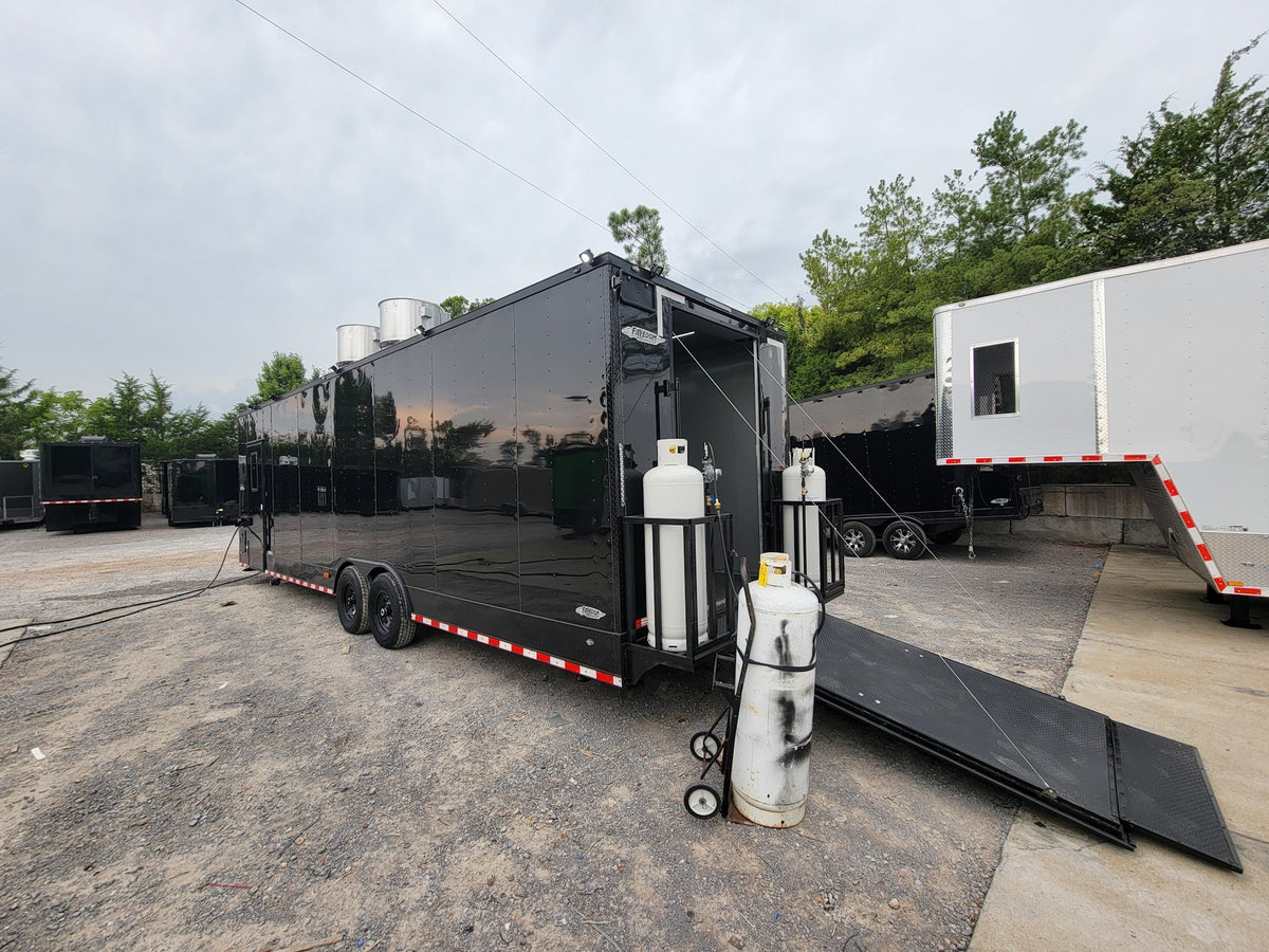 8.5' X 30' Concession Trailer Black With Blackout Food Event Catering