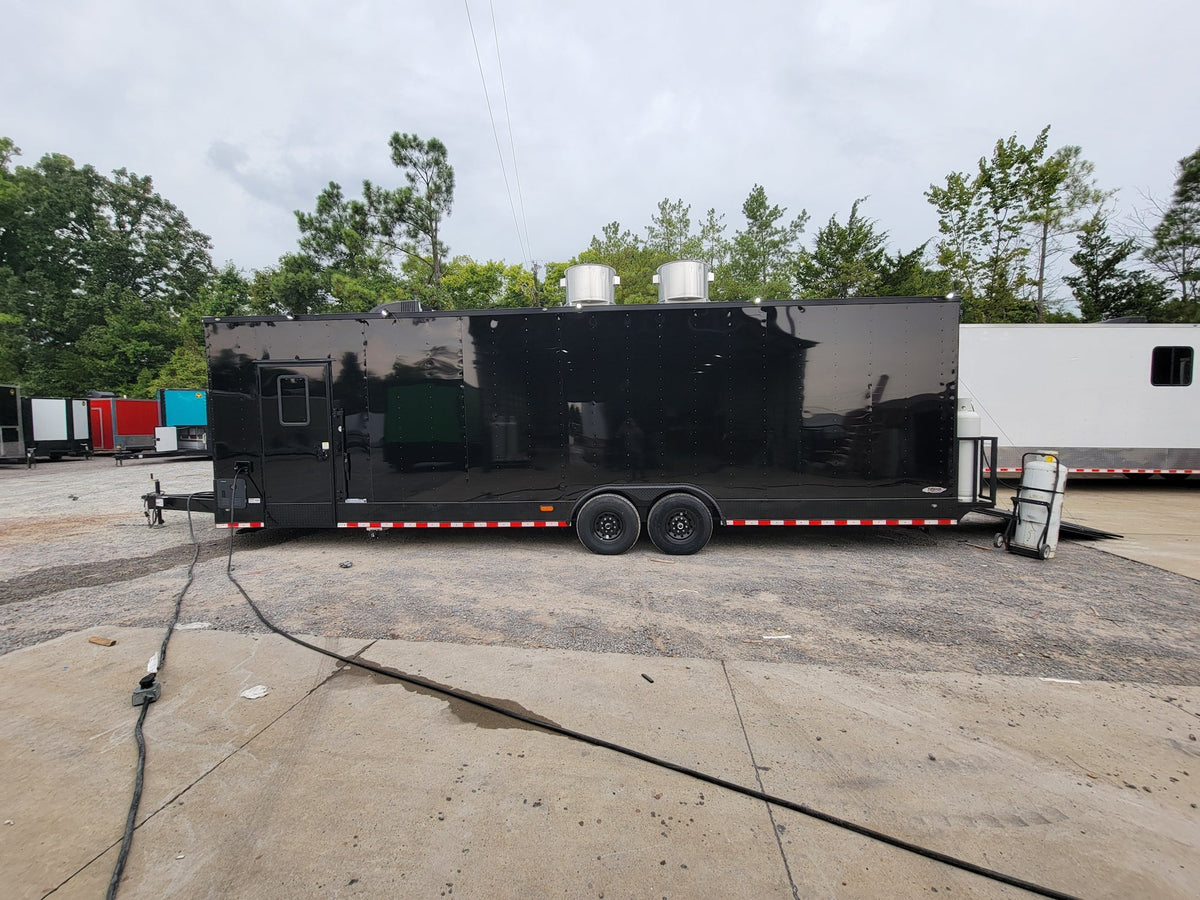 8.5' X 30' Concession Trailer Black With Blackout Food Event Catering